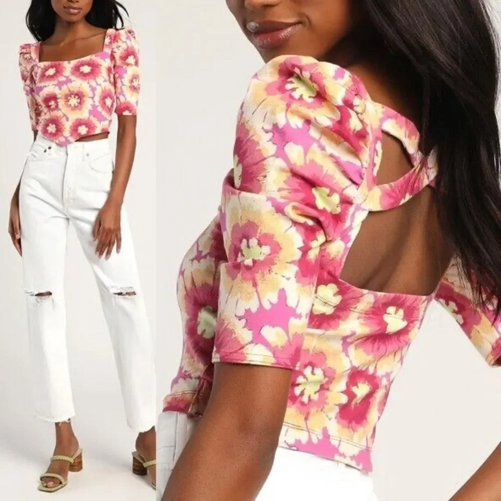 Women’s Free People “Give Me More” Crop Top in Pop Combo Design